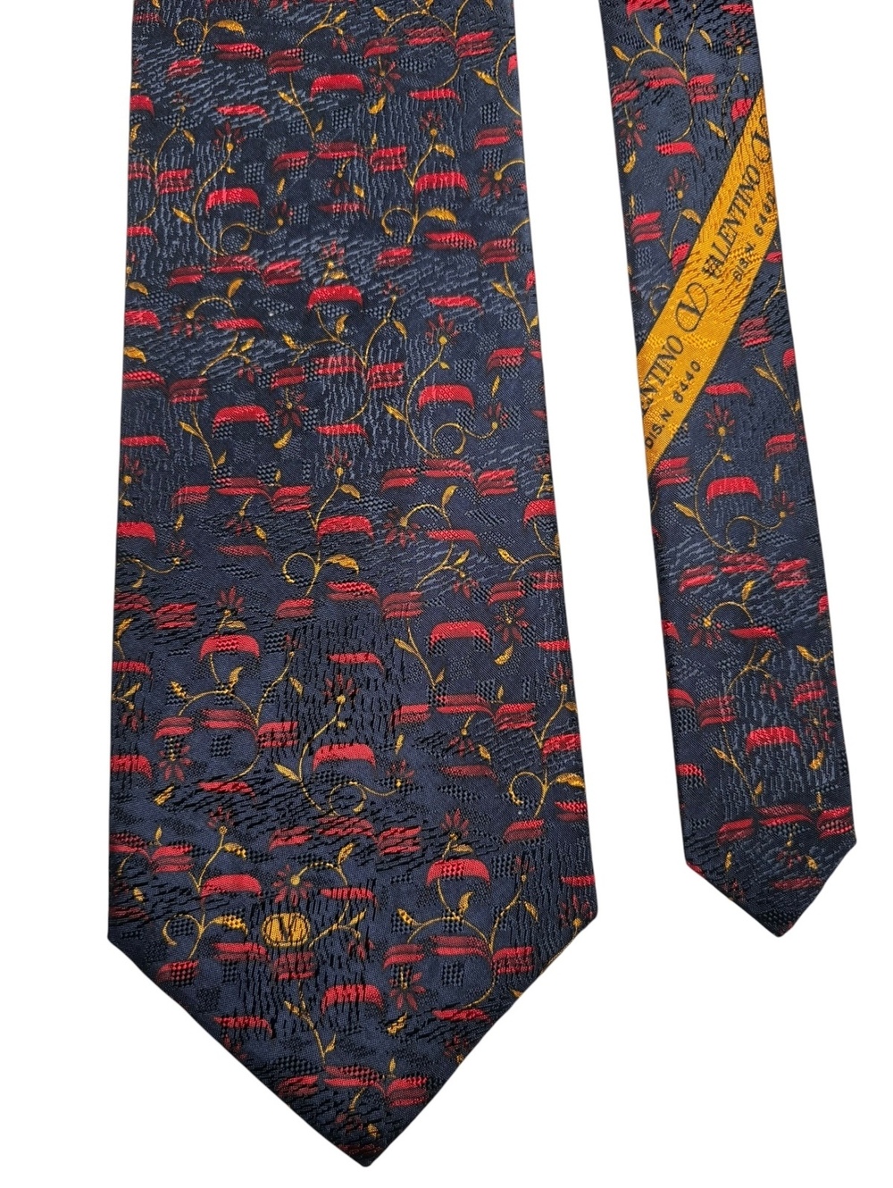 Valentino 100% Silk Navy Red Floral Made in Italy Men's Designer Tie